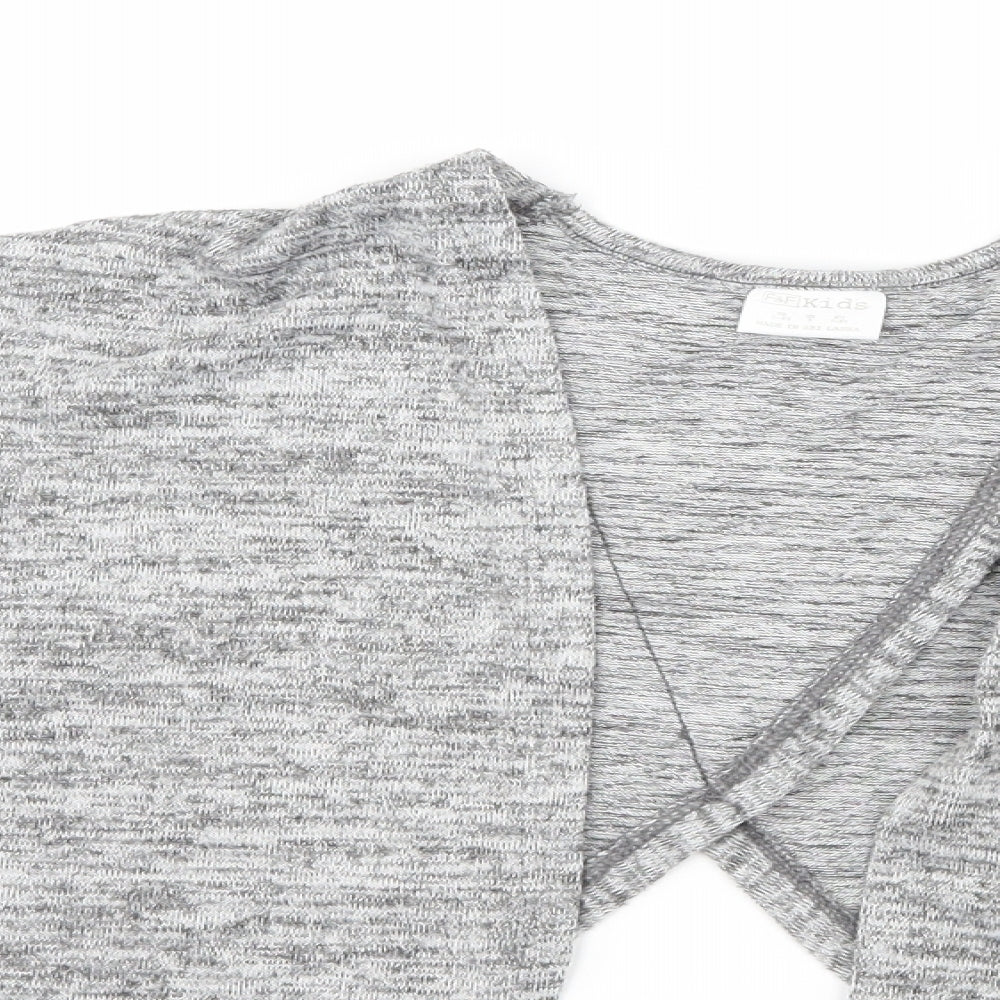 F&F Girls Grey  Knit Cardigan Jumper Size 7-8 Years  - Open back