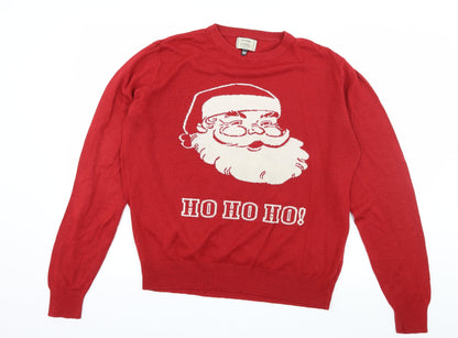 George Mens Red  Knit Pullover Jumper Size M  - Santa Ho Ho Ho