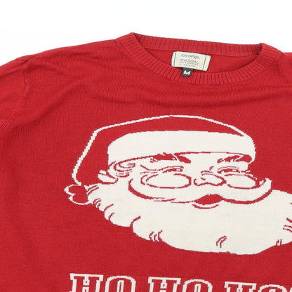 George Mens Red  Knit Pullover Jumper Size M  - Santa Ho Ho Ho