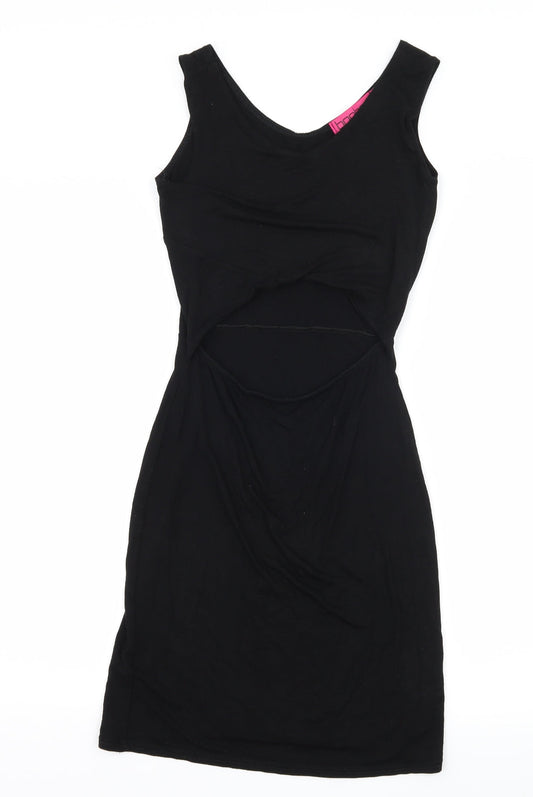 Boohoo Womens Black  Jersey Bodycon  Size 10  - Cut out front