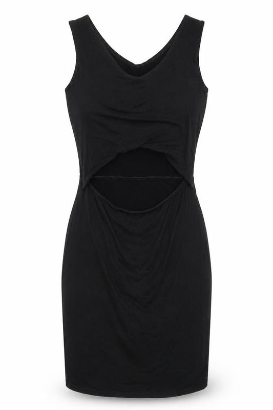 Boohoo Womens Black  Jersey Bodycon  Size 10  - Cut out front