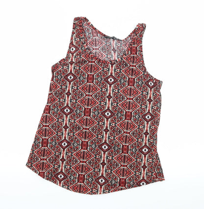 Atmosphere Womens Red Geometric Jersey Camisole Tank Size 6