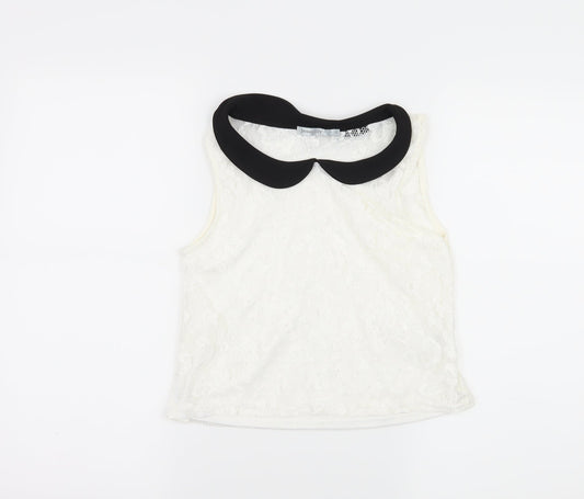 Womens UK Size S Jennyfer White Basic Tank