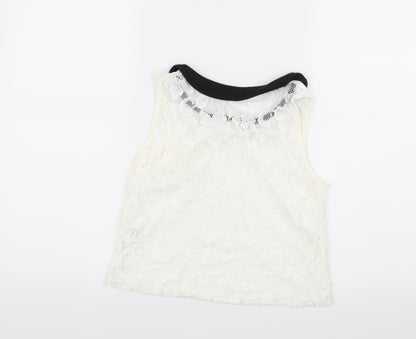 Womens UK Size S Jennyfer White Basic Tank