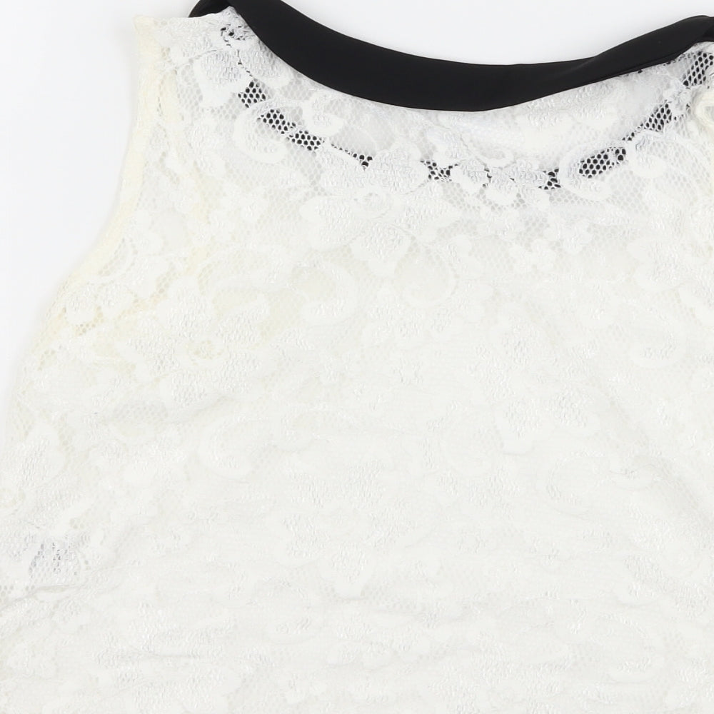 Womens UK Size S Jennyfer White Basic Tank
