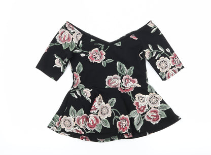 Womens UK Size 8 New Look Black Basic Blouse