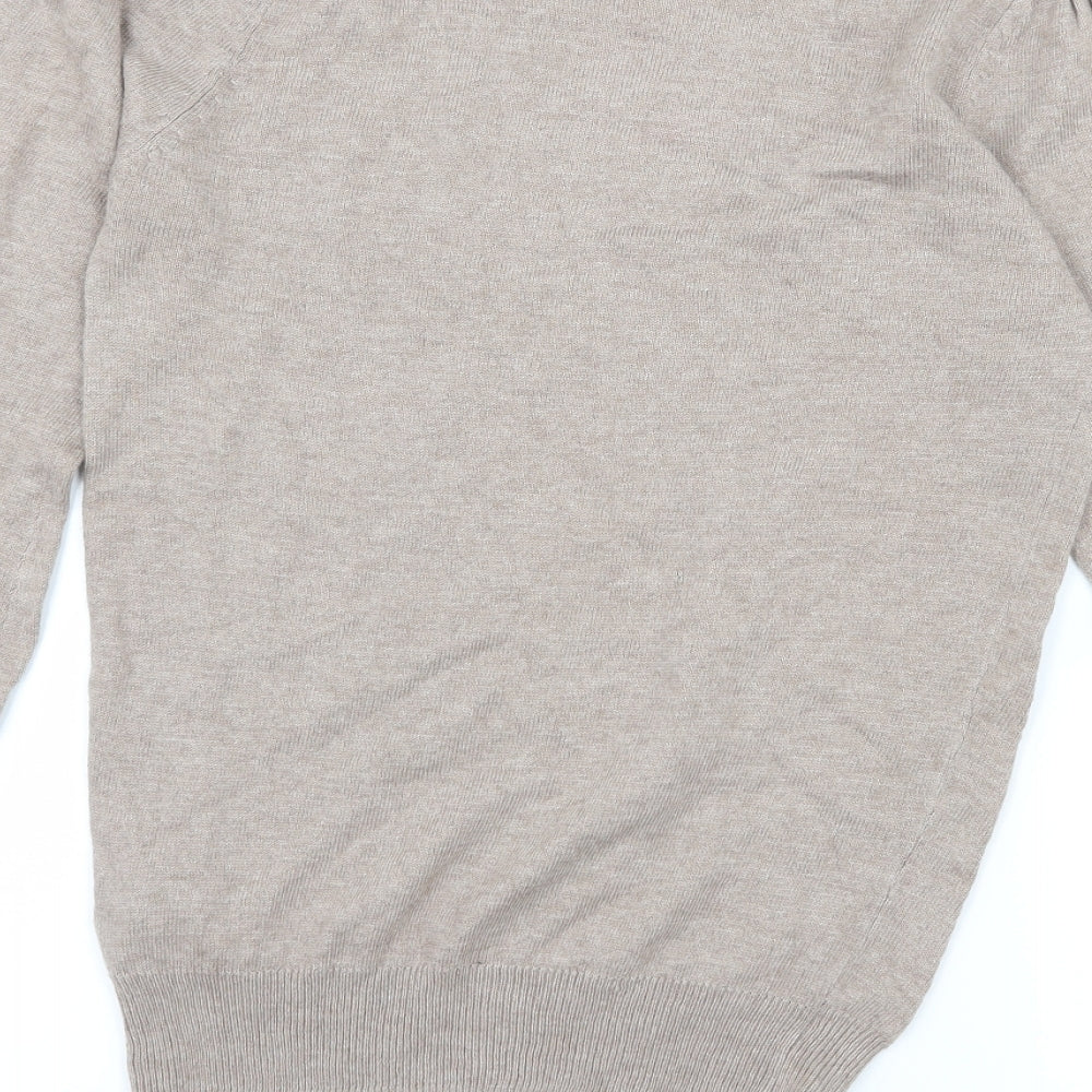 Brand and care label for Atmosphere women’s brown knit jumper, size UK 8