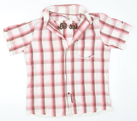 Soviet Mens White Check   Button-Up Size L