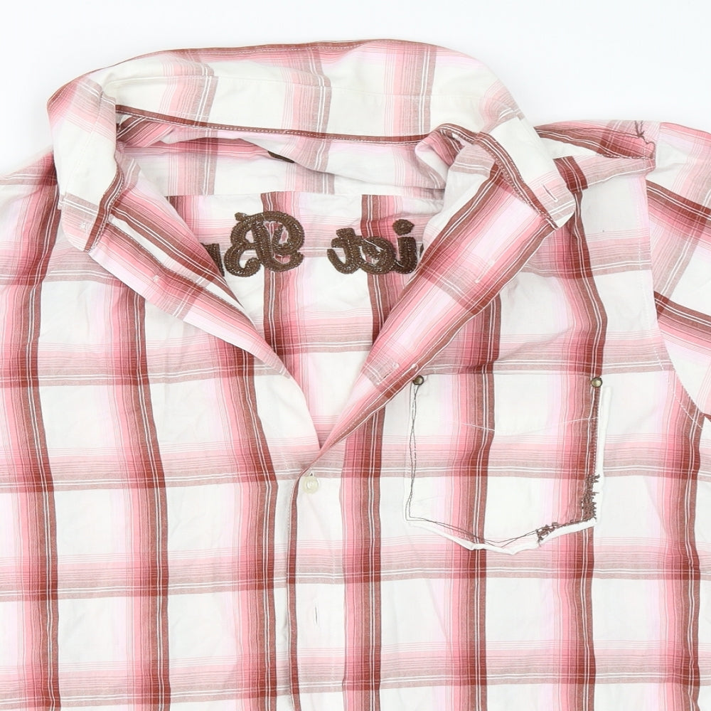 Soviet Mens White Check   Button-Up Size L