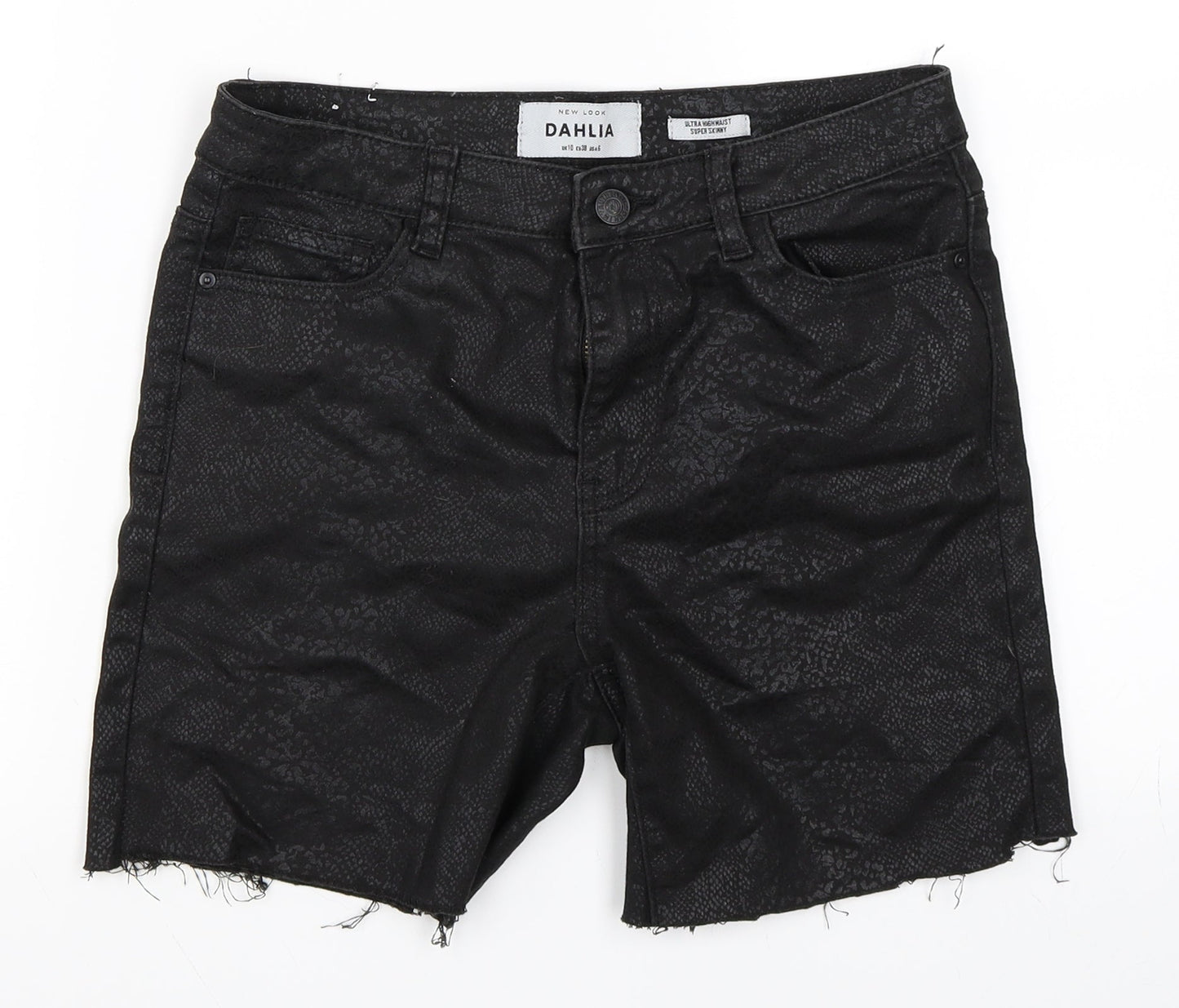 New Look Womens Black   Cut-Off Shorts Size 10 - Super Skinny