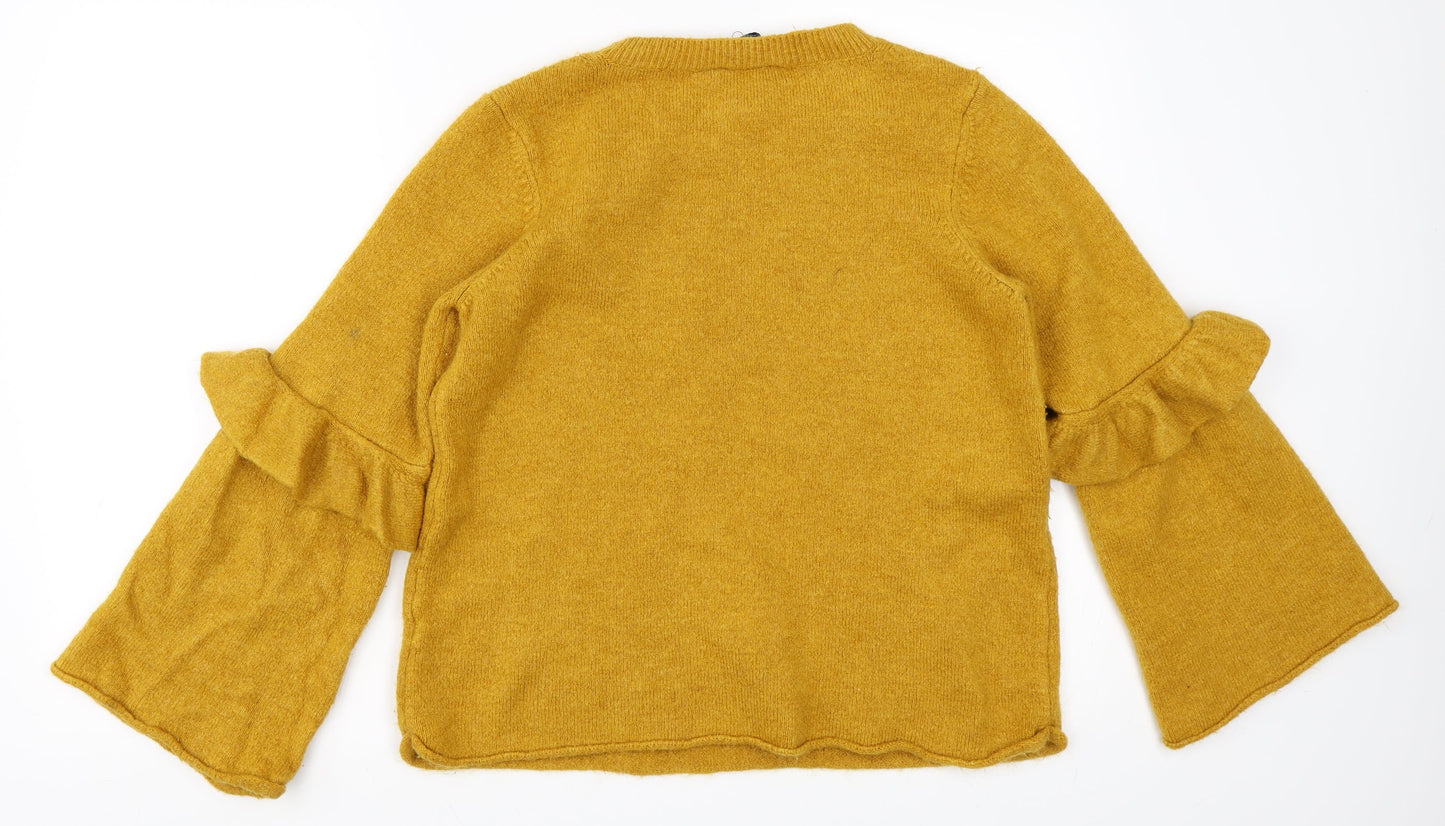 F&F Womens Yellow   Pullover Jumper Size 12  - Bell Sleeve