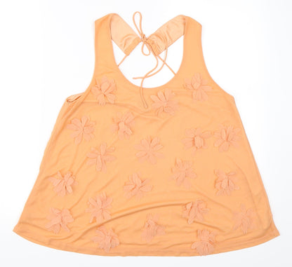 Womens UK Size 10 Topshop Orange Basic Blouse
