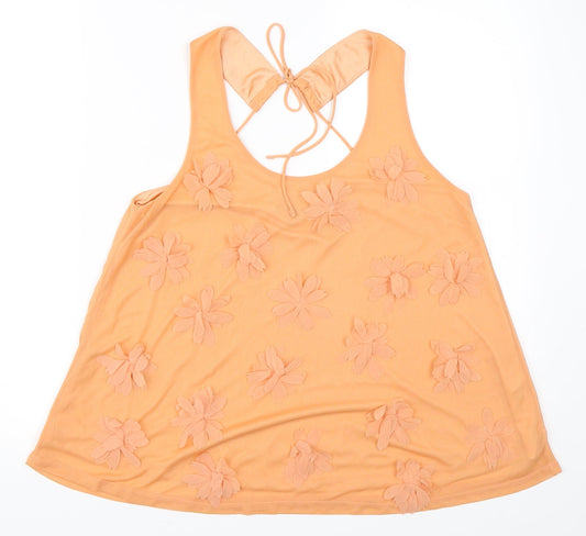 Womens UK Size 10 Topshop Orange Basic Blouse