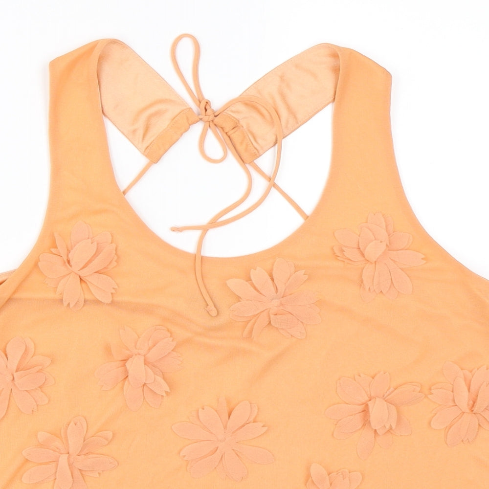 Womens UK Size 10 Topshop Orange Basic Blouse
