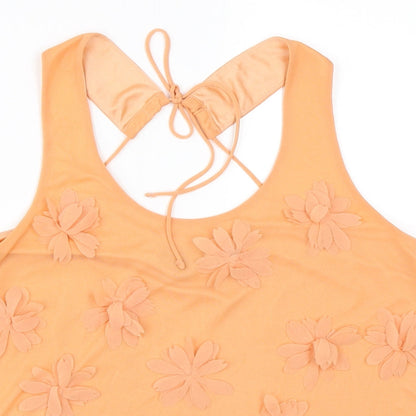Womens UK Size 10 Topshop Orange Basic Blouse