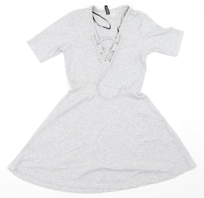 H&M Womens Grey   Skater Dress  Size 34