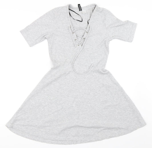 H&M Womens Grey   Skater Dress  Size 34