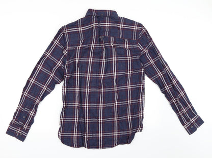 Avenue Mens Blue Check   Button-Up Size S