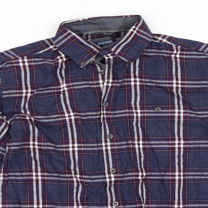 Avenue Mens Blue Check   Button-Up Size S