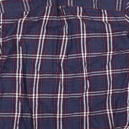 Avenue Mens Blue Check   Button-Up Size S