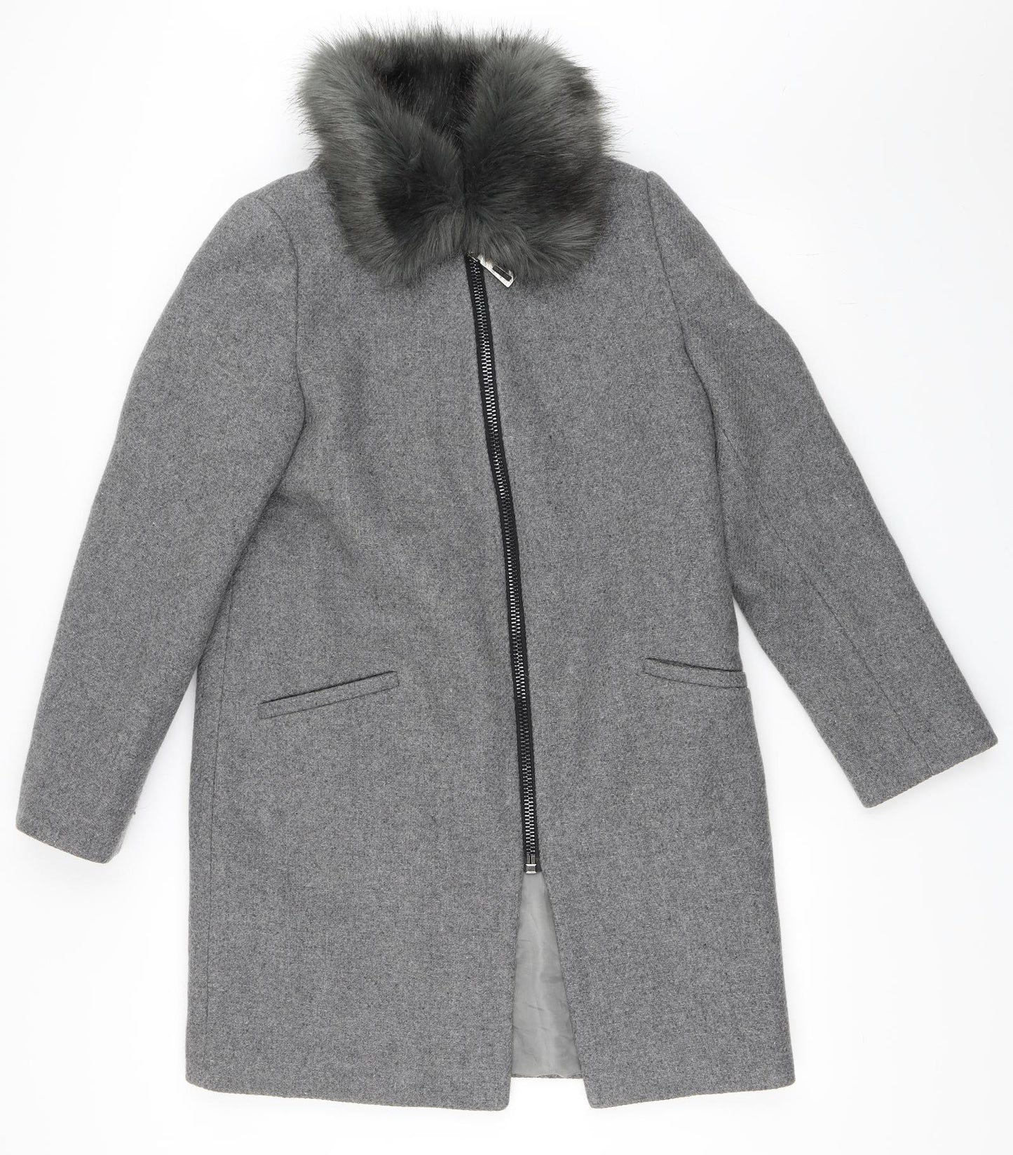 Womens UK Size 38 Preworn Grey Overcoat