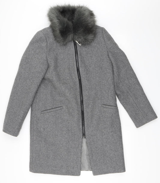 Womens UK Size 38 Preworn Grey Overcoat