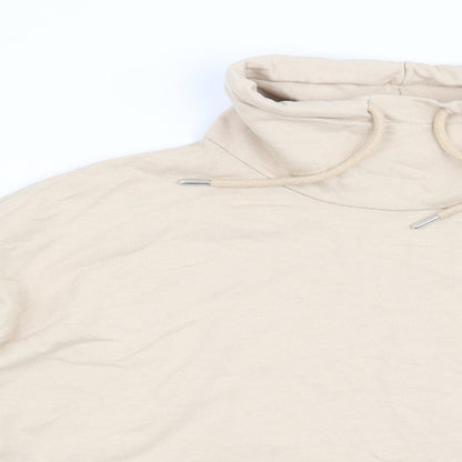Close-up detail of New Look women’s beige pullover sweatshirt, size M