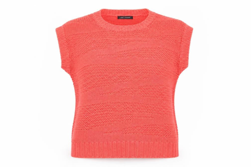 Front view of QED London women’s red jumper, size UK 12