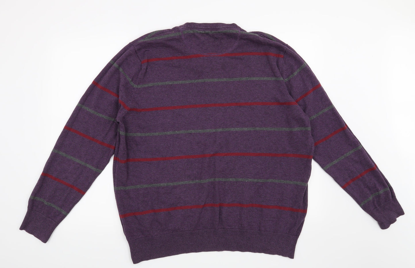 Atlantic Bay Mens Purple Striped  Pullover Jumper Size XL