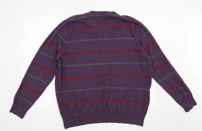 Atlantic Bay Mens Purple Striped  Pullover Jumper Size XL