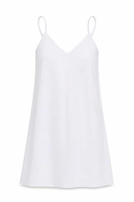 Front view of PRETTYLITTLETHING women’s white skater dress, size UK 6
