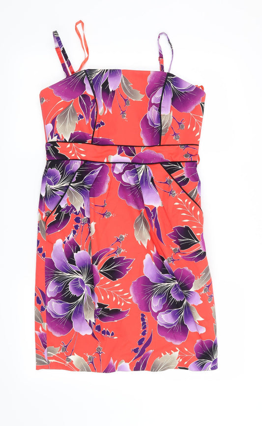 Coast Womens Red Floral  Sheath  Size 12