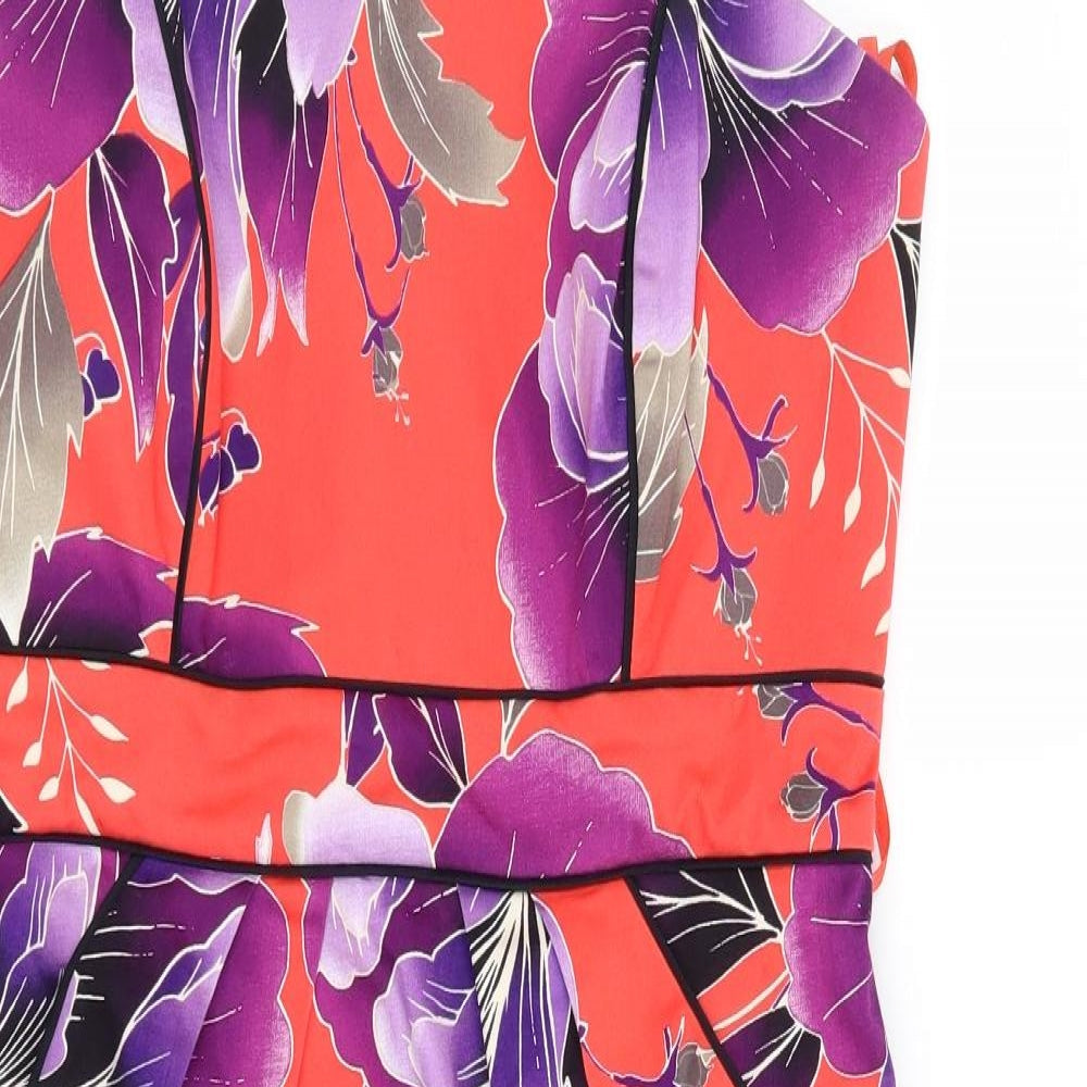 Coast Womens Red Floral  Sheath  Size 12