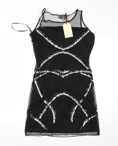 Parisian Collection Womens Black Geometric Mesh Sheath  Size S  - Hand crafted with Love