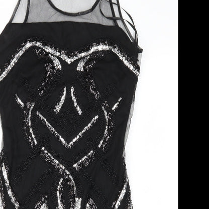 Parisian Collection Womens Black Geometric Mesh Sheath  Size S  - Hand crafted with Love