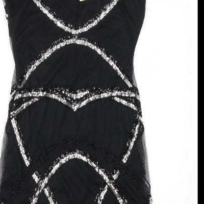 Parisian Collection Womens Black Geometric Mesh Sheath  Size S  - Hand crafted with Love