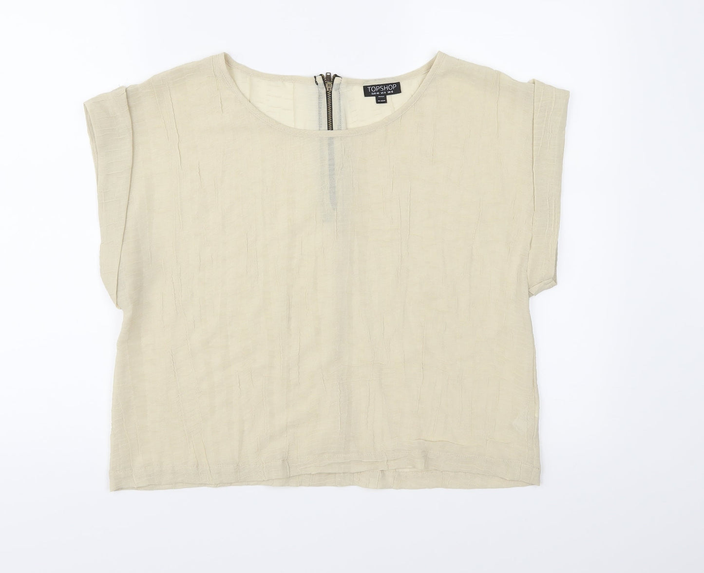 Womens UK Size 12 Topshop Beige Basic Blouse
