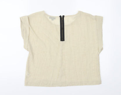 Womens UK Size 12 Topshop Beige Basic Blouse
