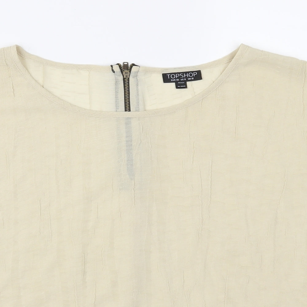 Womens UK Size 12 Topshop Beige Basic Blouse