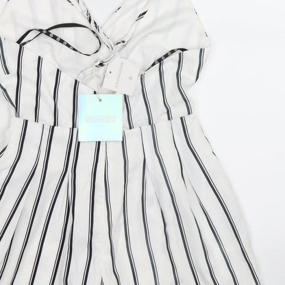 Missguided Womens White Striped  Playsuit One-Piece Size 4 L3 in