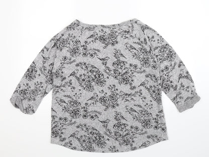 New Look Womens Grey Floral Knit Pullover Jumper Size 18