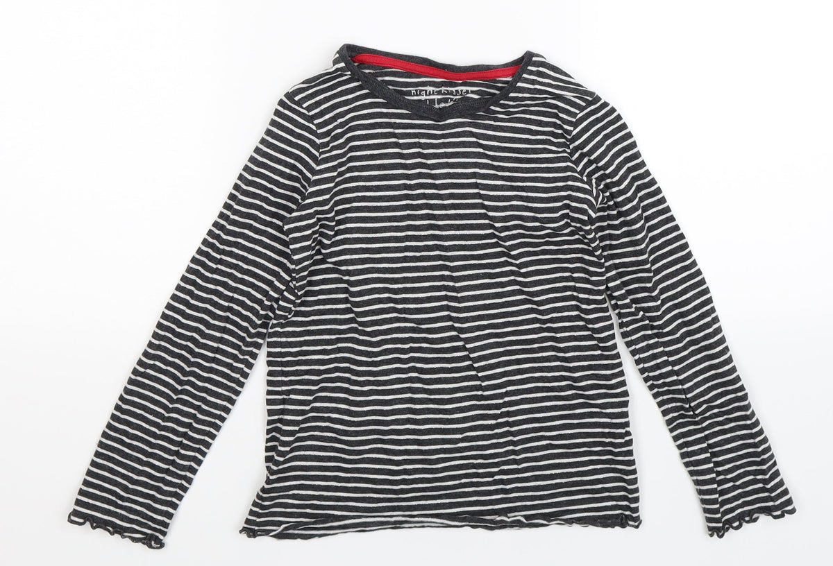 Front view of Next girls’ grey striped jumper, size 7, years