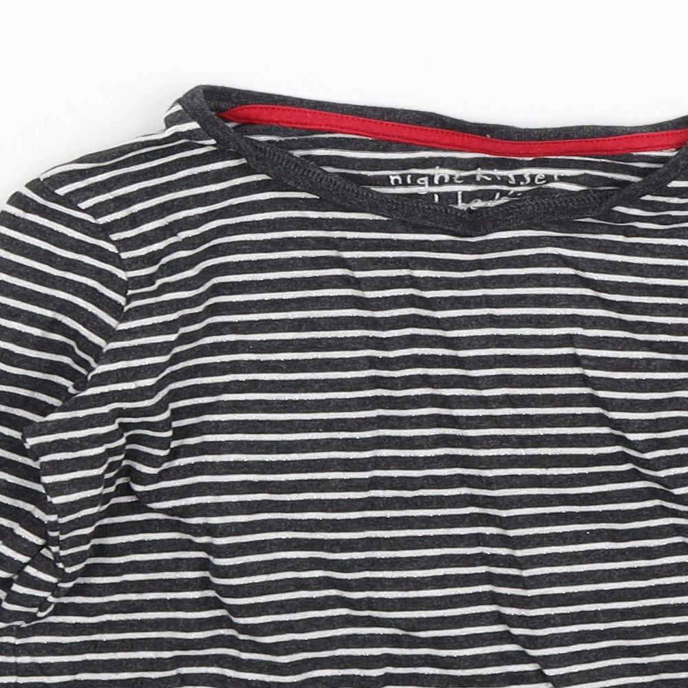 Close-up detail of Next girls’ grey striped jumper, size 7, years