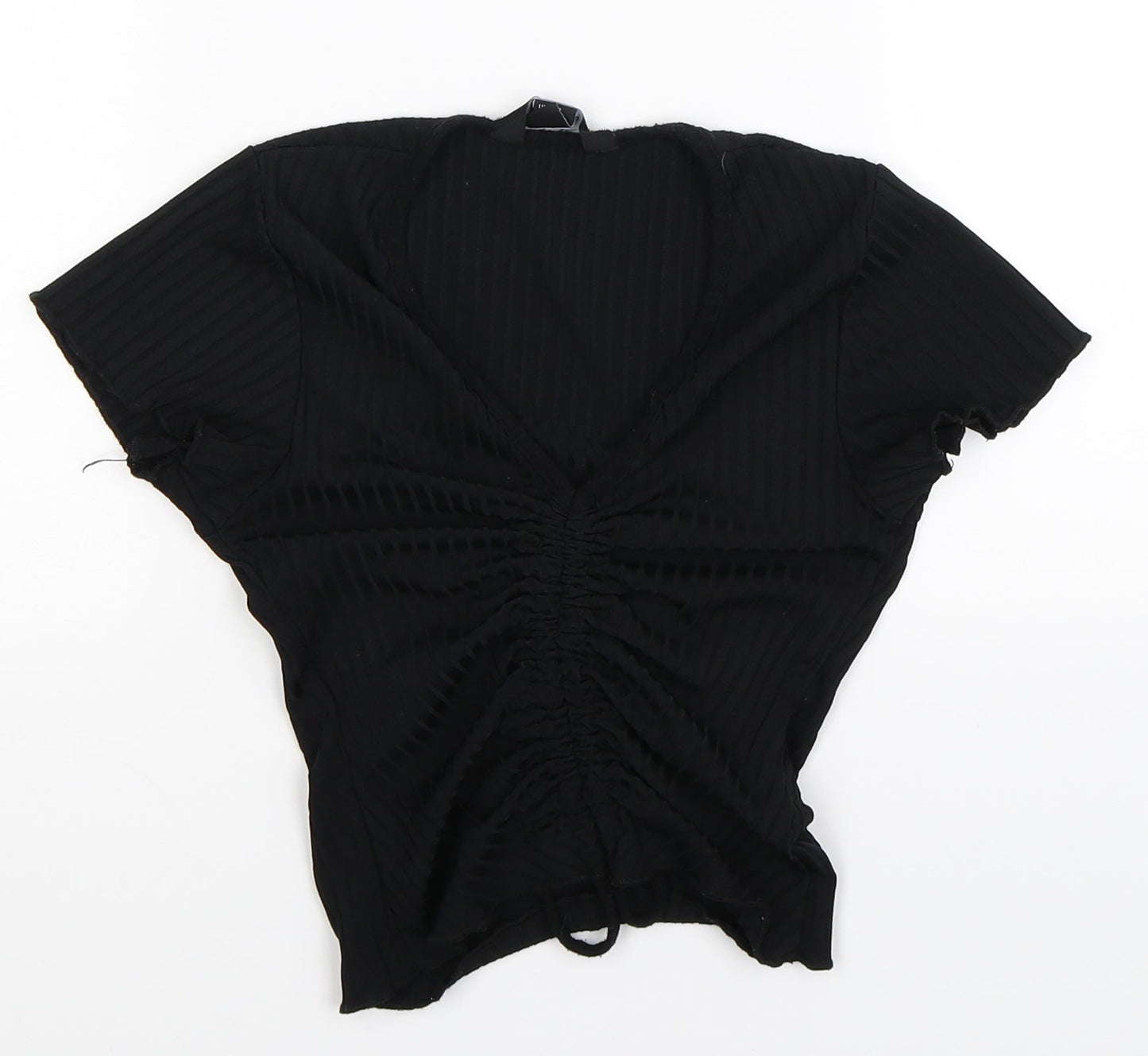 Womens UK Size 8 New Look Black Cropped T-Shirt