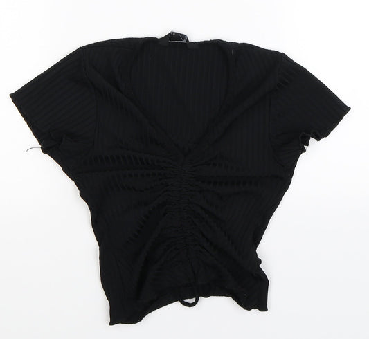 Womens UK Size 8 New Look Black Cropped T-Shirt