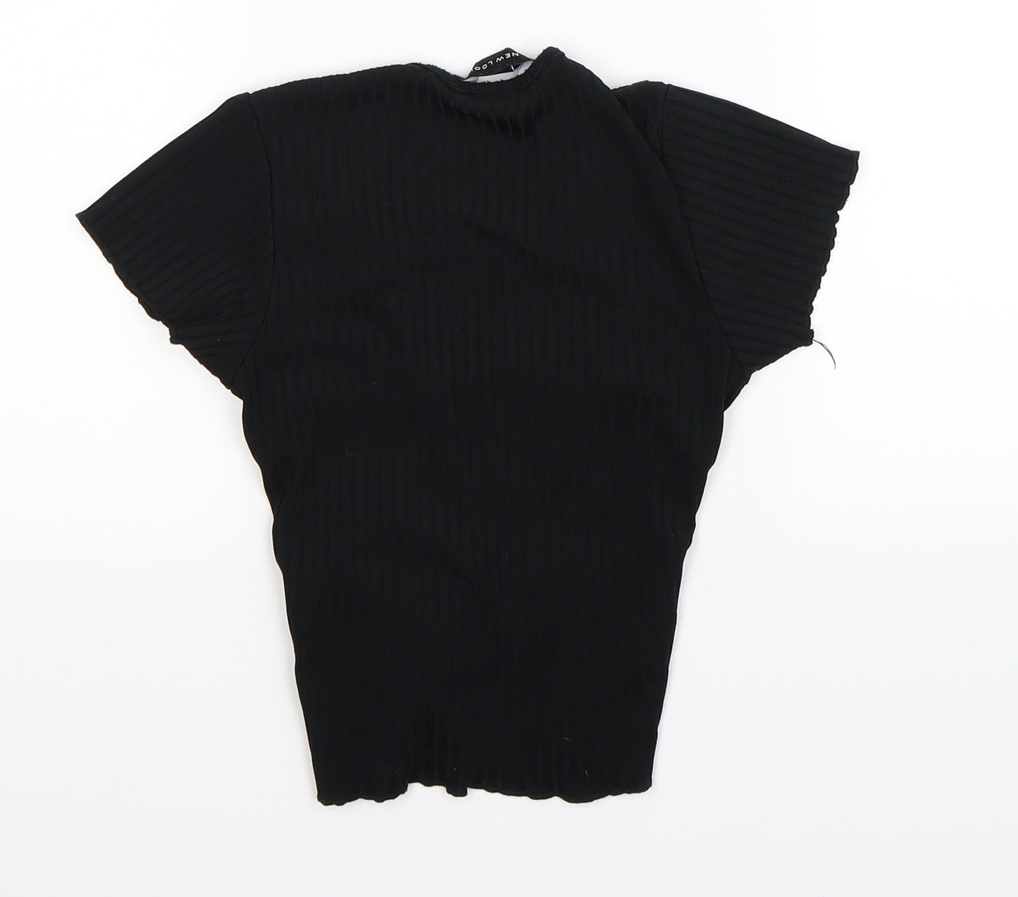 Womens UK Size 8 New Look Black Cropped T-Shirt