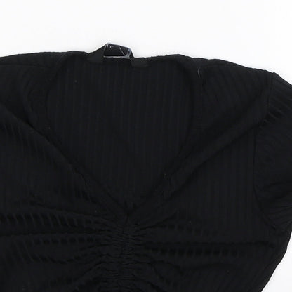 Womens UK Size 8 New Look Black Cropped T-Shirt