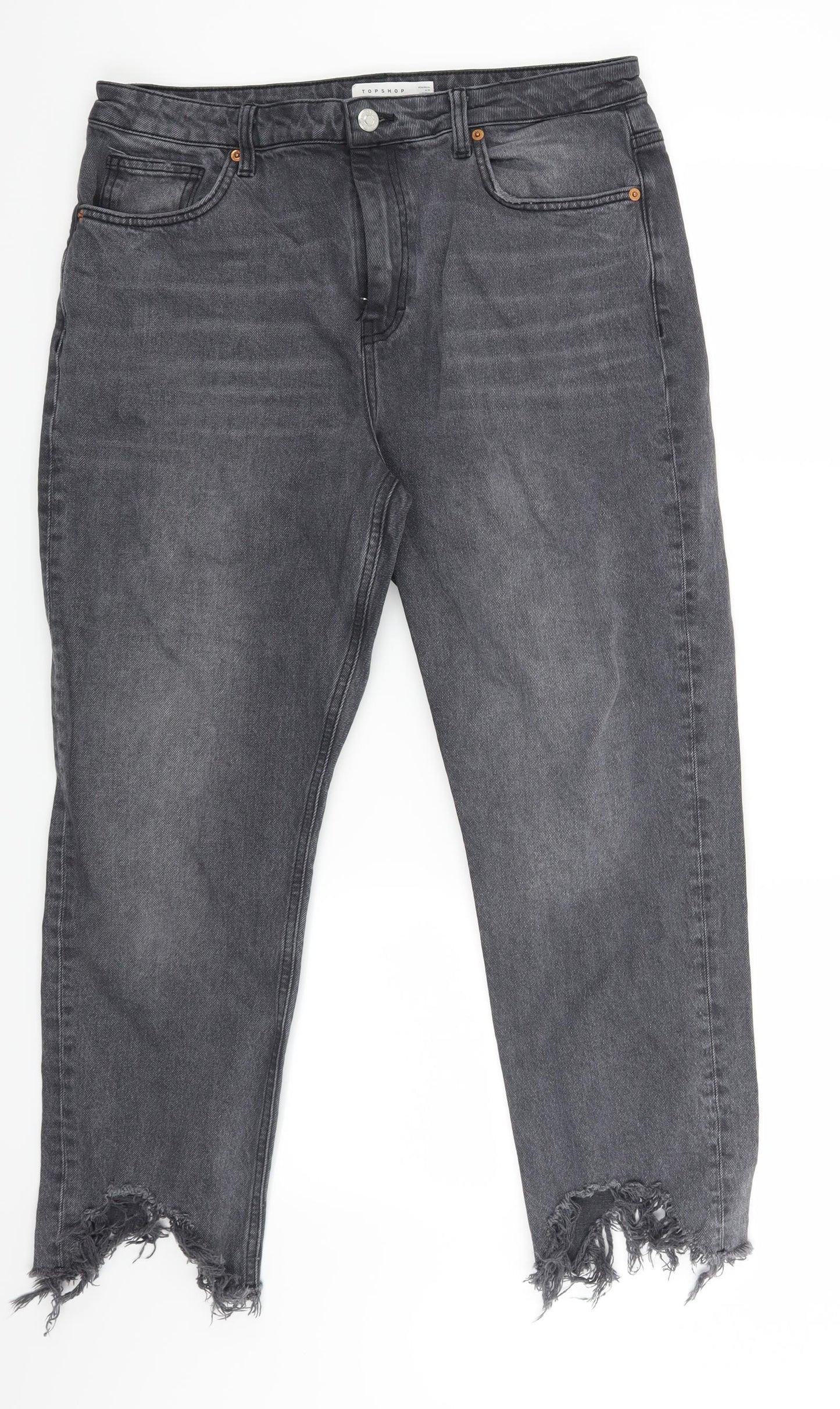 Topshop Womens Grey  Denim Cropped Jeans Size 34 in L25 in