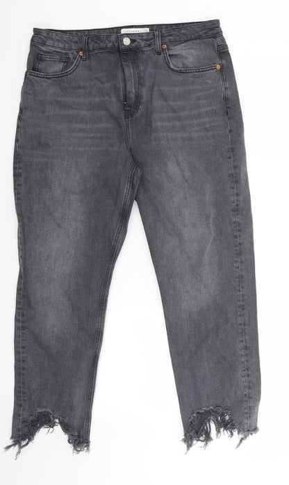 Topshop Womens Grey  Denim Cropped Jeans Size 34 in L25 in