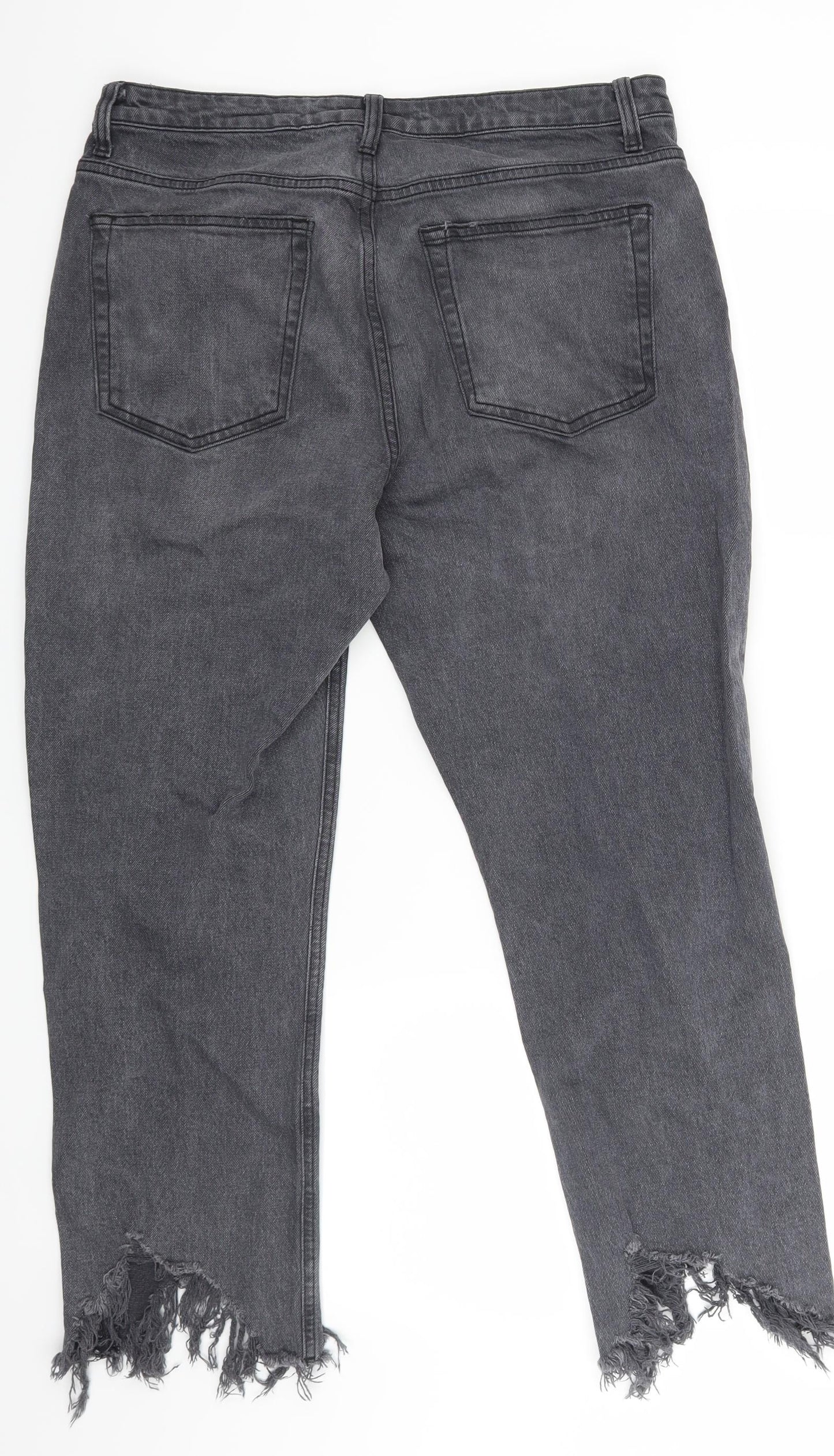 Topshop Womens Grey  Denim Cropped Jeans Size 34 in L25 in